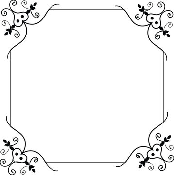 Minimalist Black Corner Floral Border Frame Vector Element for Certificate and Card