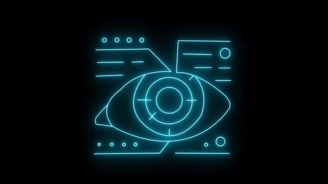 Neon eye scanner animated icon.