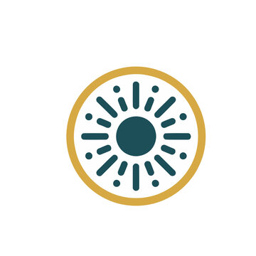 Stylized sun icon with rays and dots
