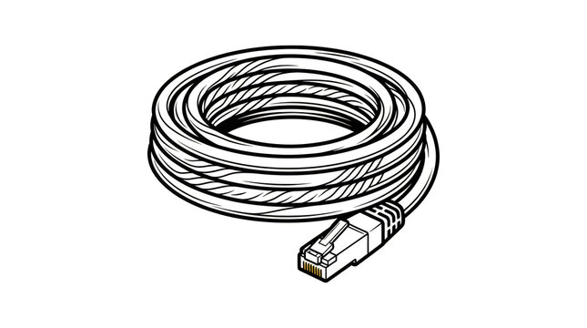 Coiled ethernet network cable with rj45 connector