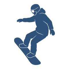 Fototapeta premium Snowboarder Sliding Turn Vector Silhouette