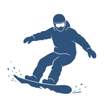 Snowboarder Carving Turn Vector Silhouette