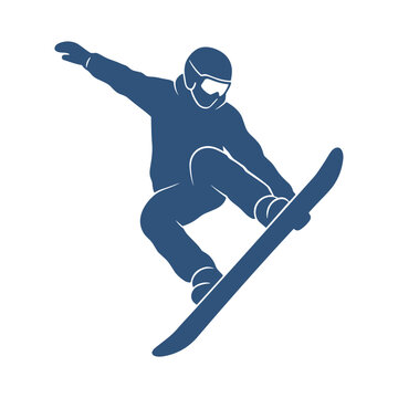 Snowboarder Airborne Jump Vector Silhouette