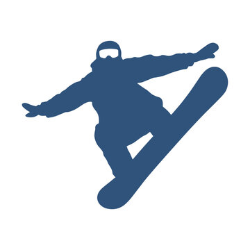Snowboarder Grab Jump Vector Silhouette
