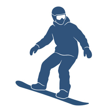 Snowboarder Downhill Riding Vector Silhouette