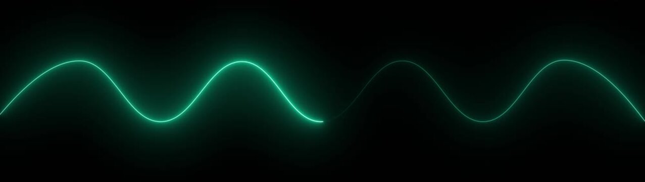 Glowing green wave on black background