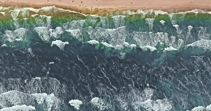 Rough summer seas and stormy Baltic waters off coast, Poland.