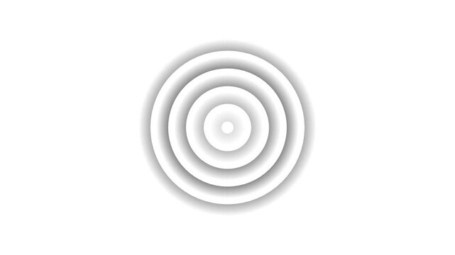 Abstract concentric circles pulsing motion background, in monochrome. Pulsing concentric circles abstract motion background