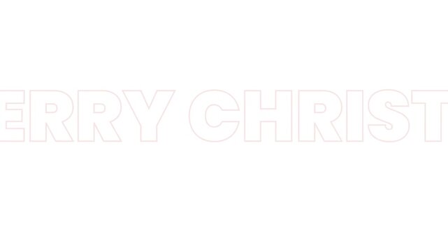 Red merry christmas typography moving horizontally across a clean white background for seasonal holiday greeting card design