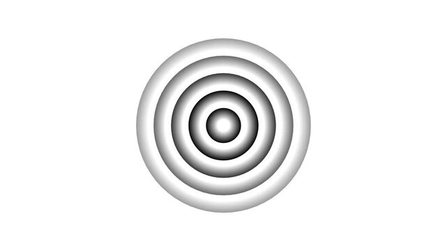 Abstract concentric circles pulsing motion background, in monochrome. Pulsing concentric circles abstract motion background