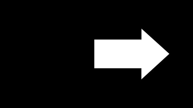 White arrow on black background left to right direction animation.