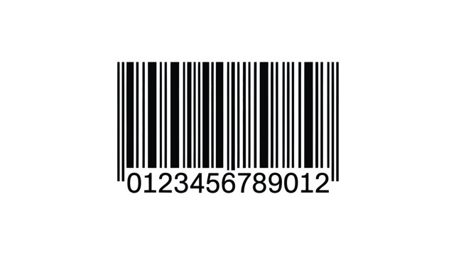 Barcode with 0123456789012 Number on White Background
