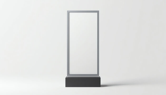 Blank white pylon mockup, side view, isolated, 3d rendering. Empty advertising billboard mock up. Clear outdoor poster template. Commercial outside baner for ad.