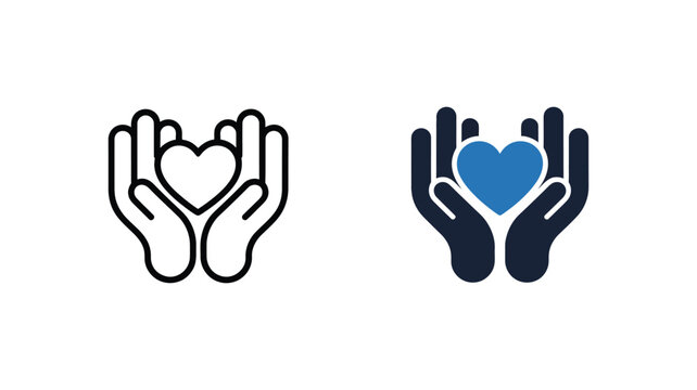 Hands Holding Heart Editable Stroke Icon