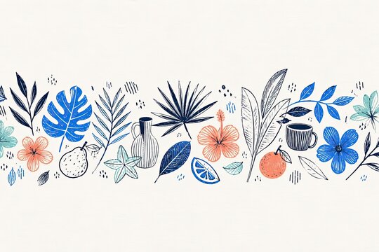 Pen And Marker Doodle Line Art metallic foil effects background