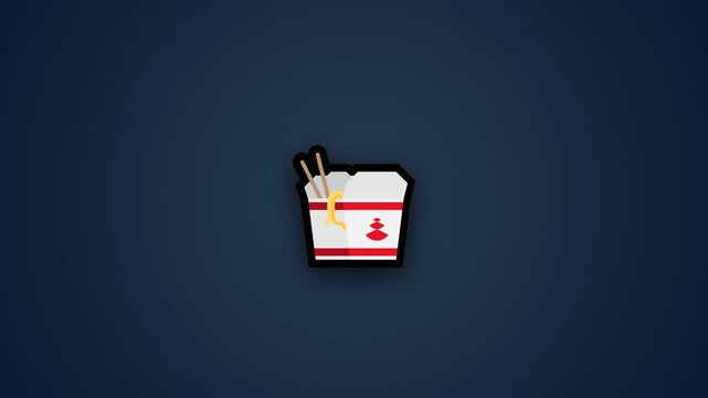 Chinese takeout box icons grid on dark background