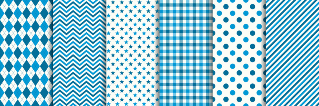 blue geometric seamless pattern collection, german beer festival oktoberfest background set, christmas winter holiday wallpaper