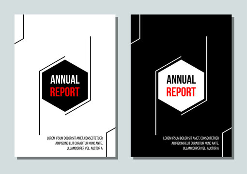 corporate annual report template collection, company identity card, business presentation vertical pages vector set, black and white abstract geometric minimalistic brochure cover
