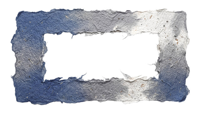 Torn Handmade Paper Frame with Rough Fibrous Edges Isolated on Transparent Background for Photo Collage, Video Overlays, Social Media, Posters and Creative Design
