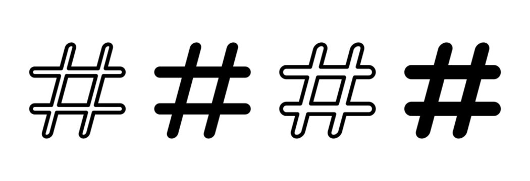 Hashtag icon set vector. hashtag sign and symbol