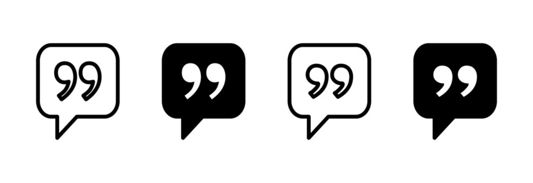 Quote icon set vector. Quotation mark sign and symbol