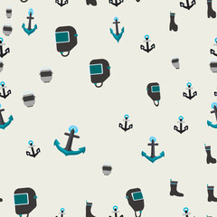 Welding masks, anchors, and boots pattern © Lemen