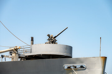 Naval gun turret on a historic ship docked in San Pedro, California © EJ