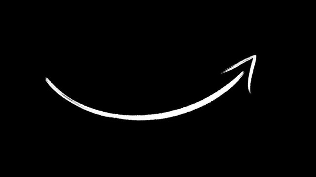White handdrawn curved arrows set on black background