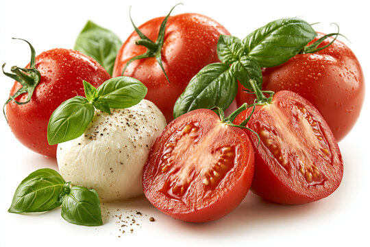 Fresh caprese salad ingredients with tomatoes and mozzarella italian food vegetable