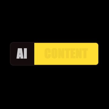A digital badge with the text AI CONTENT in yellow and black on a dark background.