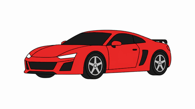 vector sport car, flat design, simple, minimalist, plain white background