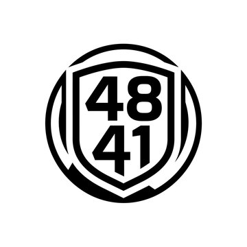 Retro 48 41 emblem, circle badge, shield logo, vintage graphic