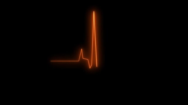 glow neon heartbeat signal icon animation background on black back ground on a black background