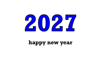 Blue typography 2027 with happy new year text isolated, PNG © Retno
