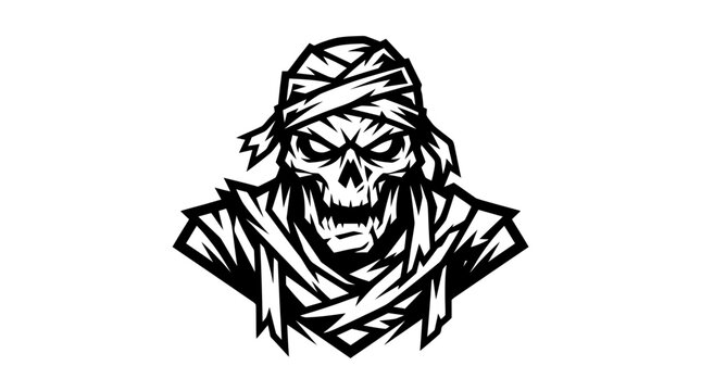 Scary Mummy Skull Head Logo Icon Isolated Transparent Background