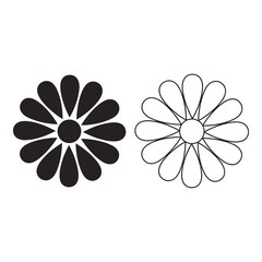 Fototapeta premium Black and white stylized flower doodles on white background