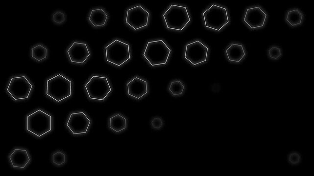 Animated hexagonal geometric pattern on dark background with subtle motion