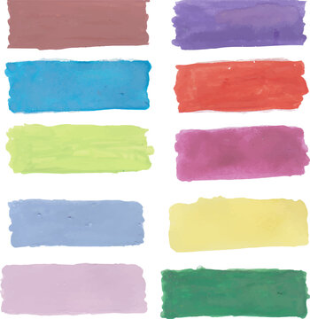 Watercolor Brush Strokes Elements Set