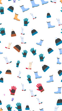 Seamless pattern of winter clothing accessories