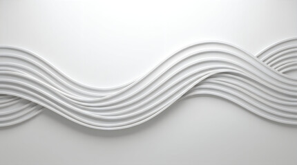 Fototapeta premium Abstract white wave lines forming a smooth flowing pattern with soft shadows and 3d depth effect