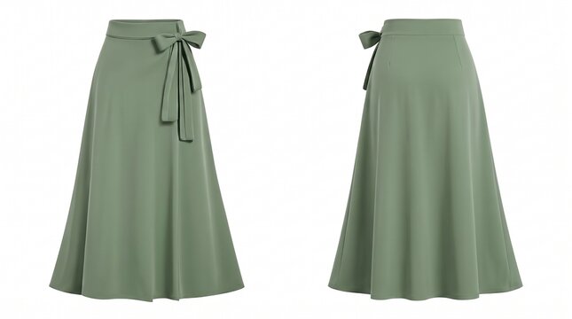 Beautiful high-resolution photograph of Sage Green Wrap Skirt Design 2k Jpeg, shot from a professional creative perspective. Elegant composition showcasing authentic details, soft natural lighting,...