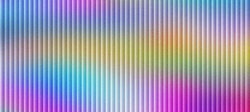 Holographic vertical stripes background, iridescent rainbow gradient texture with metallic lines. Colorful neon light pattern for modern web design. Vibrant prismatic abstract digital art.