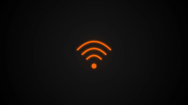Wireless network signal icon glowing orange on dark background