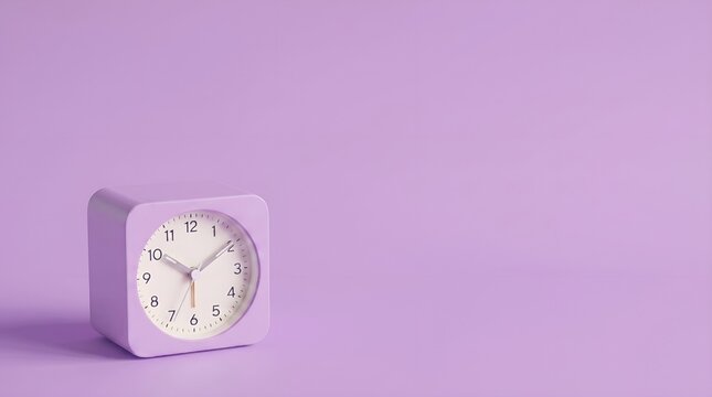 Light Purple Square Clock on Light Purple Background Minimalist Time