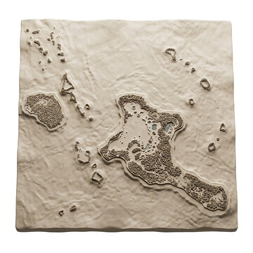 A detailed 3d topographic relief map of the islands of tonga isolated on a white background