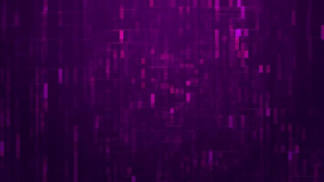 Abstract purple digital technology background with moving matrix square grid lines data processing glowing tech animation loop