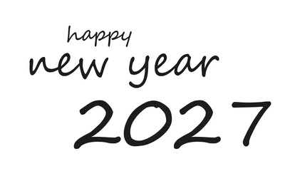 Black grain texture typography happy new year 2027 two lines isolated, PNG © Retno