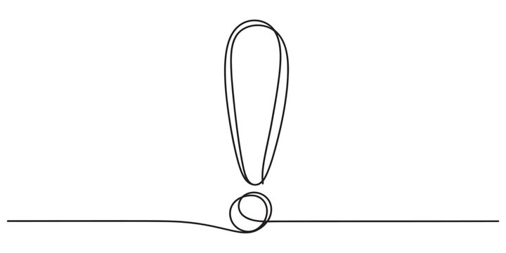 Exclamation mark drawn with a continuous single black line