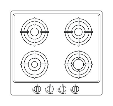 Top view of electric cooktop with four burners for kitchen appliance.