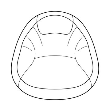 Modern bean bag chair top view line art furniture design outline.